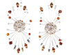 Swarovski circle pendant earrings with metal strands all around with stones