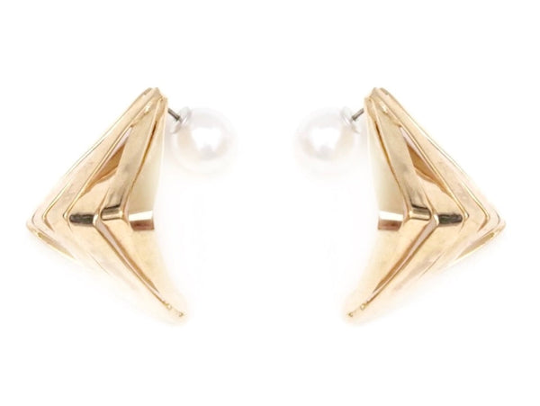 Reversible Gold metal protruding triangle shape earrings