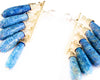 Gold Metal Lapis Azuli Stone Statement Earrings 