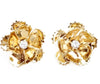 Gold Metal Flower Stud Earrings with Swarovski stone Pearl Backs
