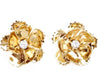 Gold Metal Flower Stud Earrings with Swarovski stone Pearl Backs