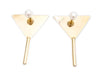 flat triangle design earrings with metal strand reversible