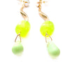 green stones and gold metal swirl earrings Swarovski stone