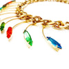 Gold chain with colorful Swarovski stone hanging pendants