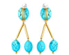 Gold and Turquoise stone earrings with pearl backs