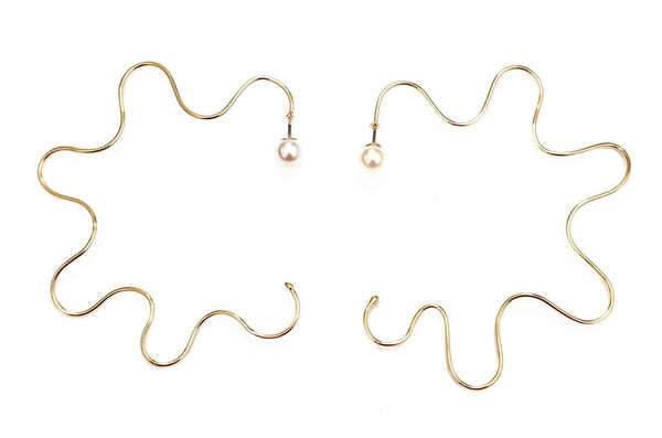 Reversible Squiggly Hoops with Pearl Backs