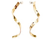 Textured metal ribbon shape earrings Pearl backs