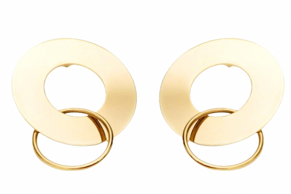 circle earrings with single circle decal reversible earrings