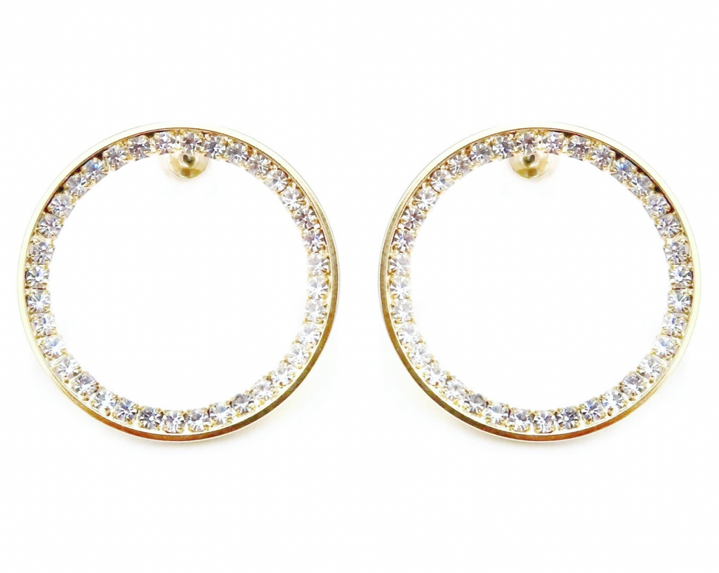 circle earrings with Swarovski stones all around