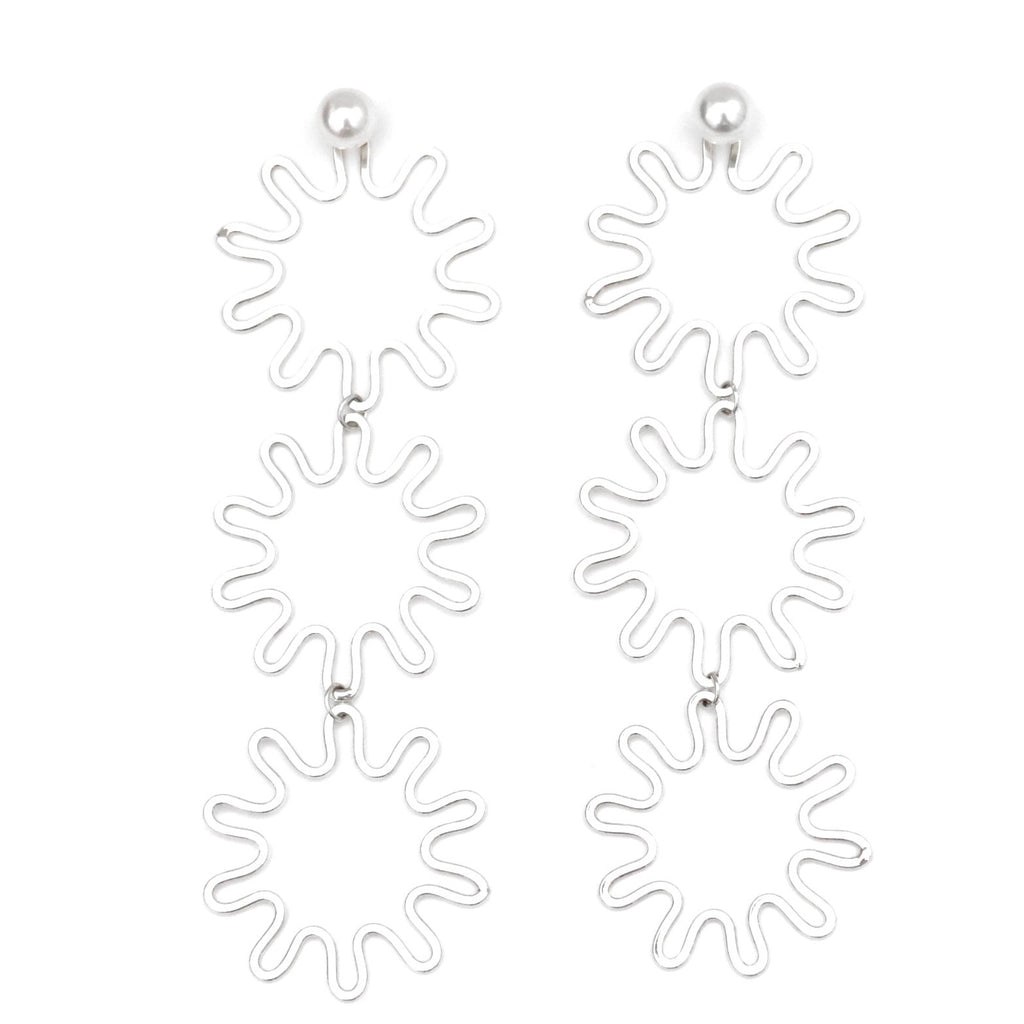 three tiered squiggly circle earrings
