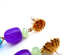 green purple and blue stone dangle earrings with gold decal and Swarovski stone