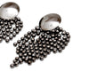 Gunmetal Bead Earrings with metal circle at top