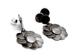 Metal repetitive circle earrings with pearl backs
