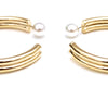 Hollow Gold Metal Double Stack Hoops with Pearl Backs