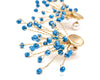 Gold Chandelier style earrings with navy blue beads